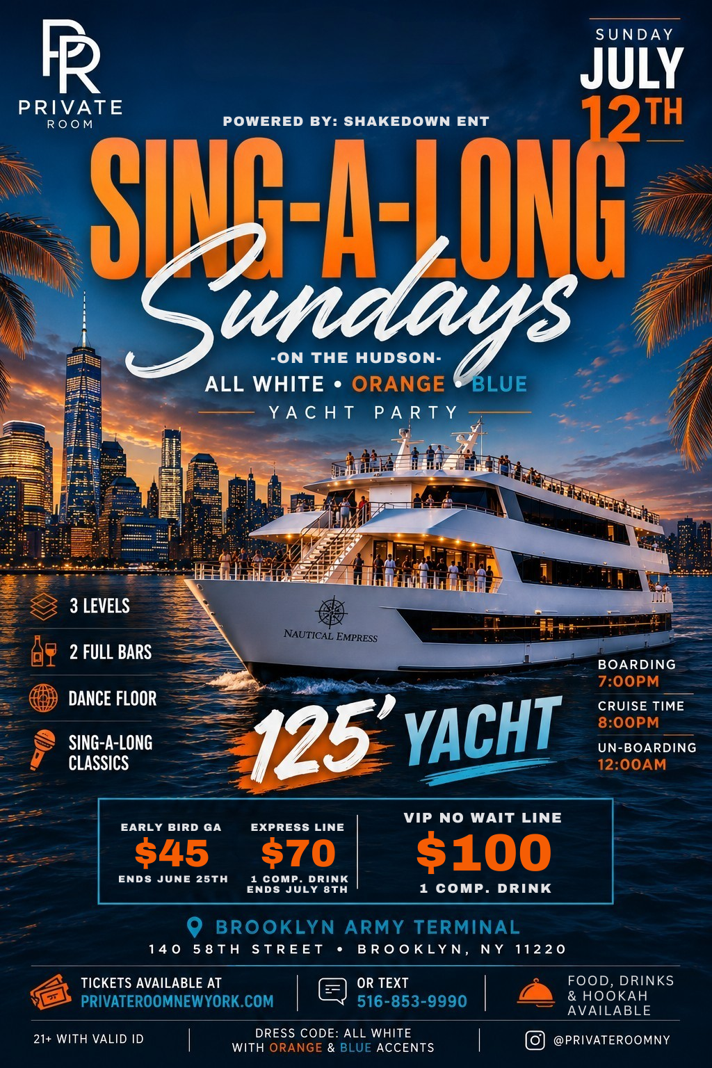 Sing-A-Long Sundays Yacht Party - On The Hudson