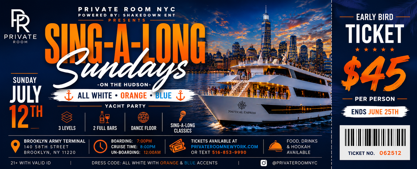 Sing-A-Long Sundays Yacht Party - On The Hudson