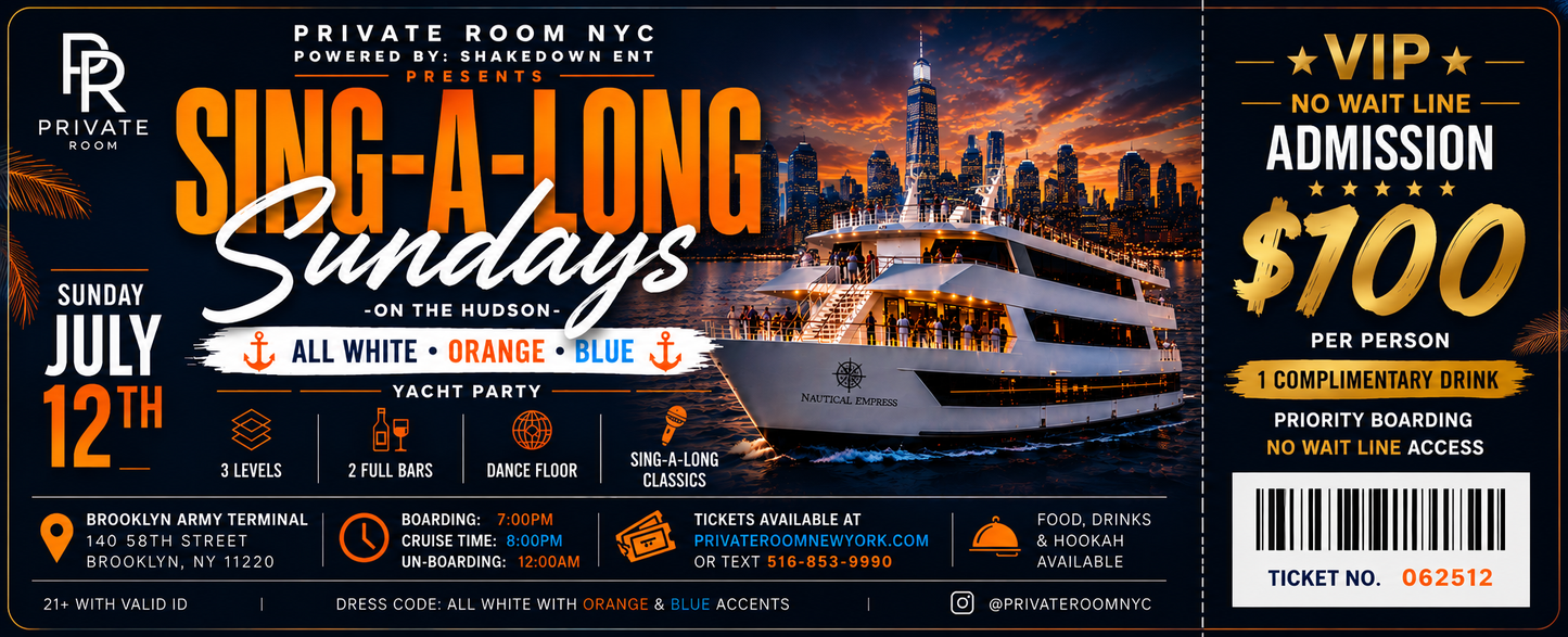 Sing-A-Long Sundays Yacht Party - On The Hudson